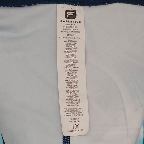 Fabletics Leggings Womens 1X Blue High Waist Cherise Powerhold Mesh Wavelength - Picture 7 of 12